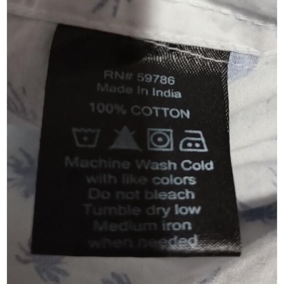 Monument Clothing Co. Shirt Men's‎ 4X White and Blue Palm Tree Button Up - Picture 7 of 8